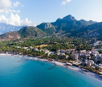 landscape image of coast village