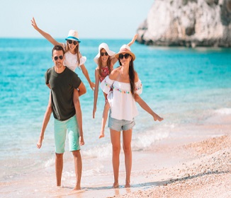 family walking on coast image